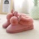 2021 женская зимняя обувь, домашние хлопковые тапочки для дома, домашние тапочки с кроличьими ушками, теплая обувь, женские Симпатичные плюшевые Тапочки