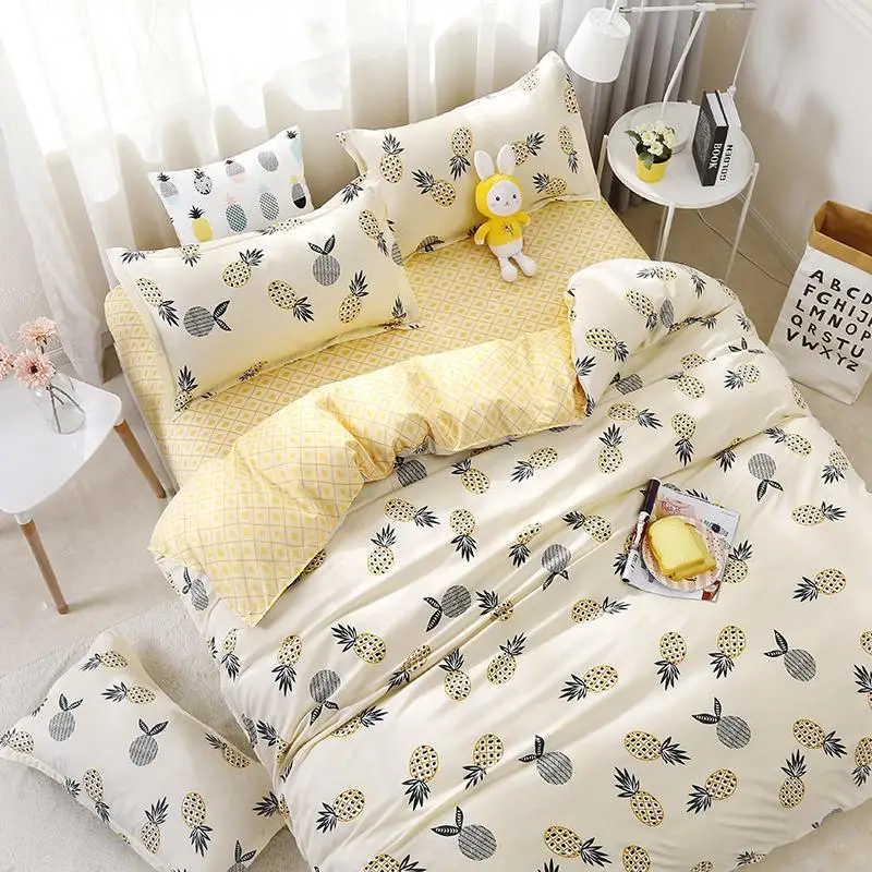 

(56)New Style Yellow Jackfruit Pattern Bedding Set Bed Linings Duvet Cover Bed Sheet Pillowcases Cover Set