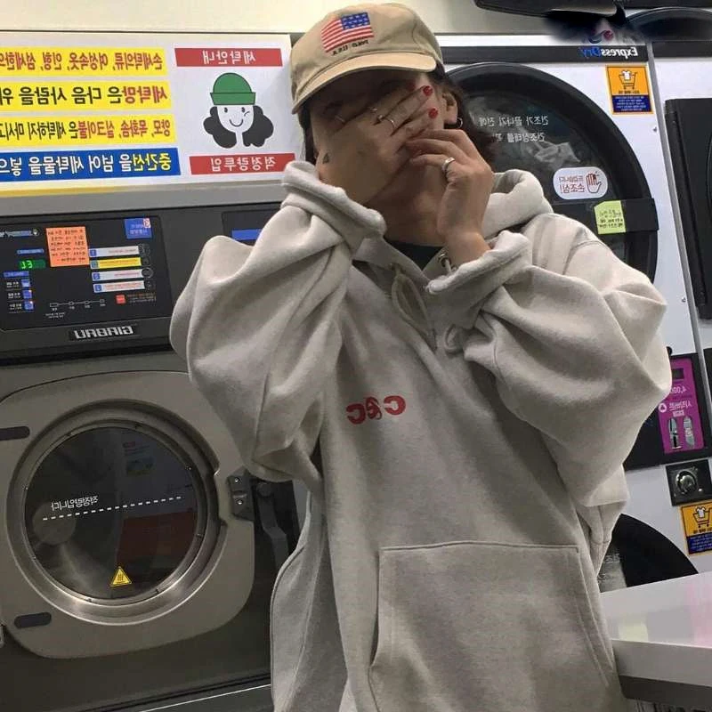 

NEW Hoodies Women Hooded Solid Loose Thicker Plus Velvet Letter Printed Pockets Womens Hoodie Students All-match Korean Style Tr