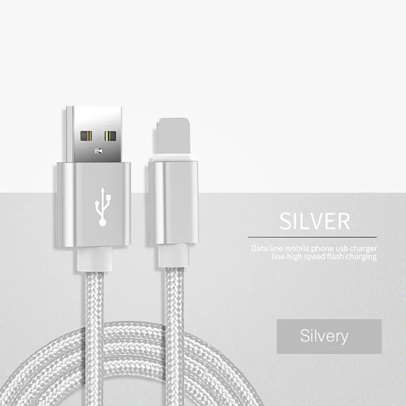 Usb-кабель для быстрой зарядки 3 А для iPhone 11Por XS Max XR X 8 7 6 6S Plus 5 5S iPad, кабель для мобильного телефона, кабель для быстрой зарядки и передачи данных - Цвет: silver