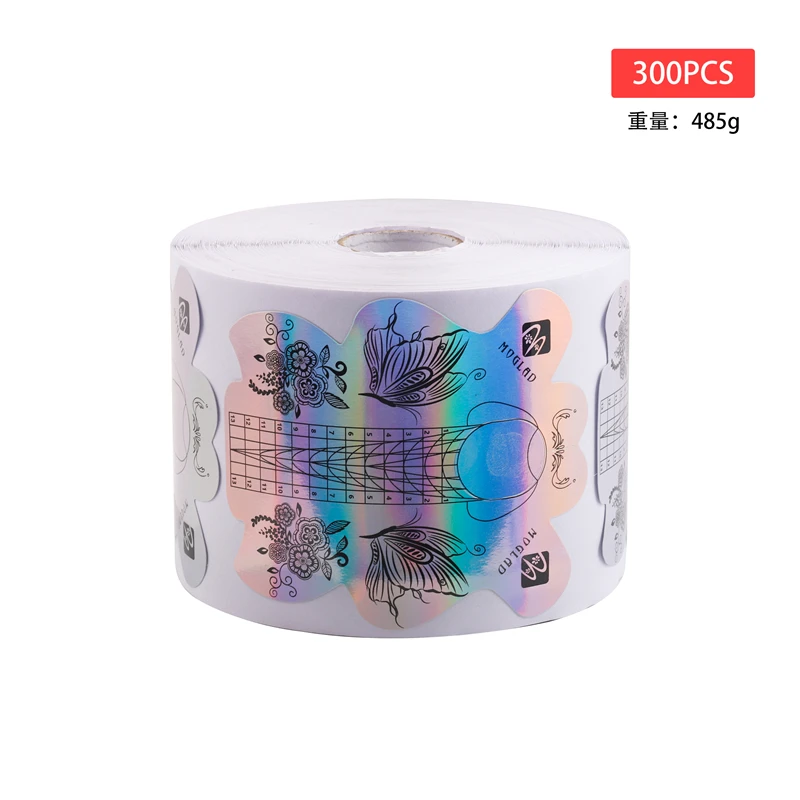 

100/300 French Nail Form Tips Acrylic UV Gel Extension Curl Form Builder Gel Sticker Laser Self-Adhesive Sticker Manicure Tools