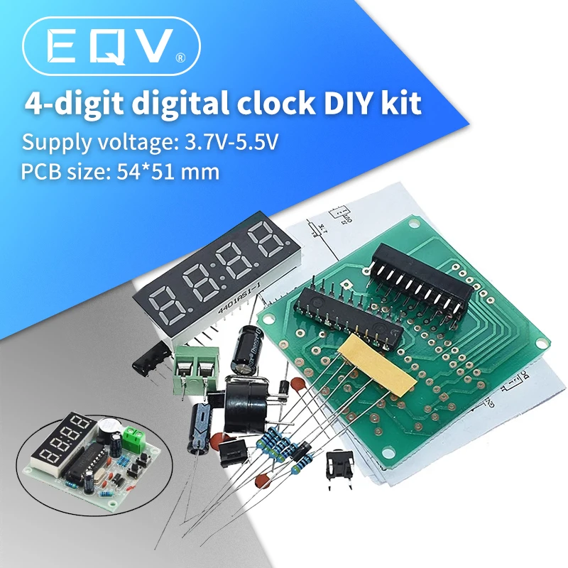AT89C2051 цифровые 4-битные электронные часы, набор для самостоятельной сборки