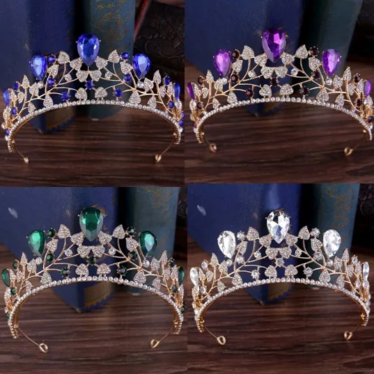 Лесной лист хрусталь искусственная Корона золотые головки украшения для невесты