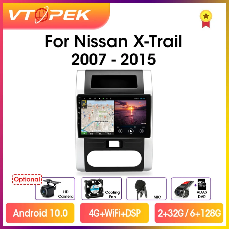Vtopek 4G + WiFi 2din Android 10 0 автомобильное радио видеоплеер навигация GPS для Nissan X-Trail 2007-2015