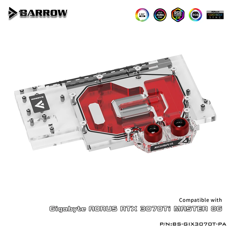 Водяной блок Barrow GPU для GIGABYTE AORUS RTX 3070TI MASTER 8G Card с системой водяного охлаждения