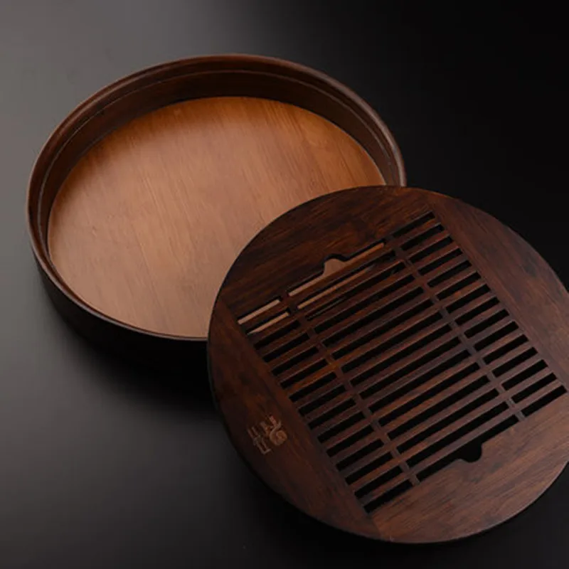 Креативный бамбуковый чайный поднос с круглым блюдцем домашний Простой японский