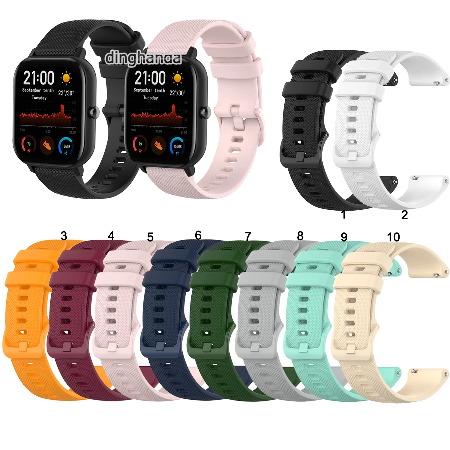 Цветной мягкий силиконовый ремешок для часов Huami Amazfit GTS 2 /GTS 2e mini Bip lite S 20 мм |