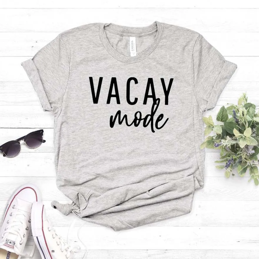 Vacay режим печати женская футболка хлопок свободный покрой забавная для маленькой