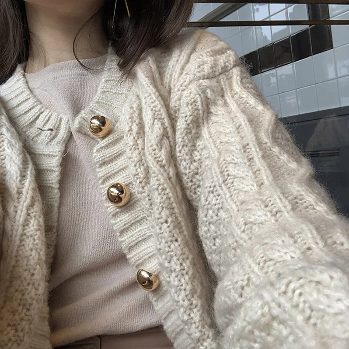 Autumn winter Knitting Vintage twist Sweaters Women cardigan 2019 korean sweaters female knit thick wool blends Cardigan women |