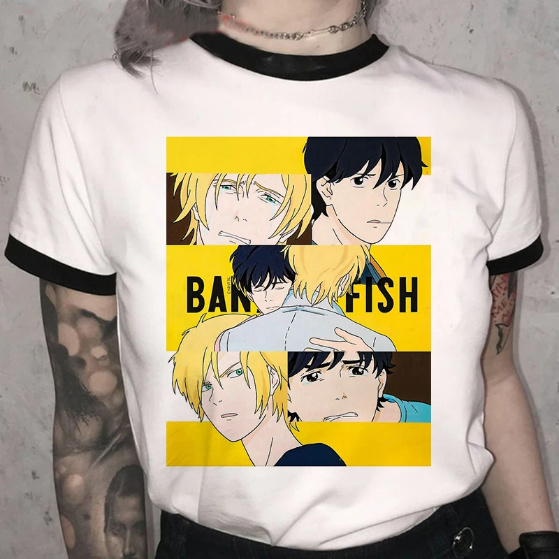 Футболка с изображением банановых рыбок Ullzang милая женская футболка графическим