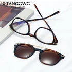 Женские винтажные очки TANGOWO TR90 с магнитной круглой оправой, небольшие очки с защитой от синего света, подвесные линзы с зажимом, поляризационные солнцезащитные очки 95308