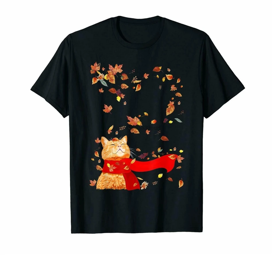 Maple Cat Leaf Fall Hello Autumn Funny 
