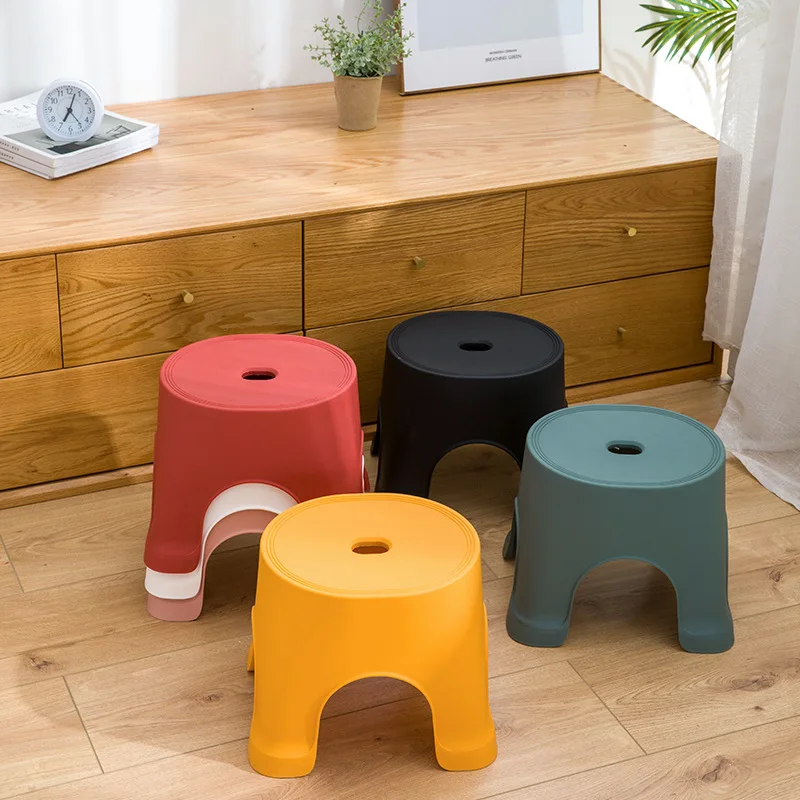 

Japanese adult plastic stool kindergarten thickened stools household bathroom children's non-slip round stool rows of stools