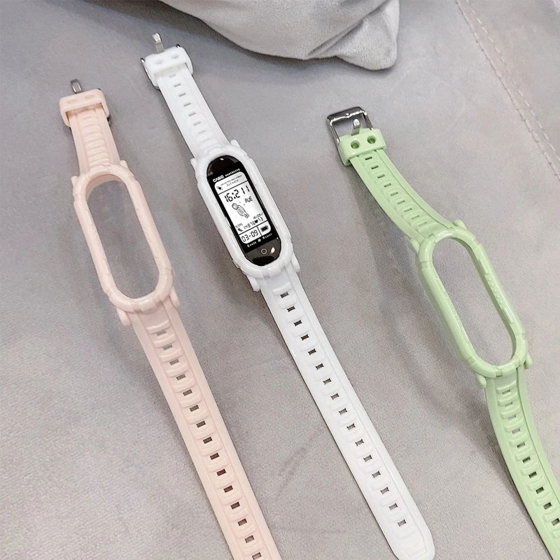 For Xiaomi Mi Band 6 5 4 3 Strap Clear Silicone Replacement Bracelet Pink Green Color Wristband Xiomi Mi6 Miband band6 Straps | Наручные