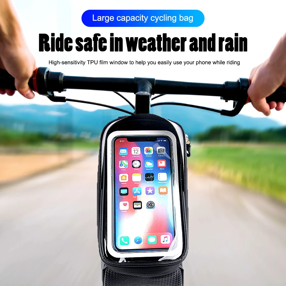 

Сумка на верхнюю трубу горного велосипеда DRCKHROS, водонепроницаемая, с сенсорным экраном, с арендой луча, Полиуретановая, вместительная, для г...