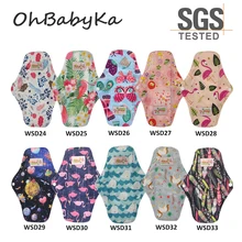 OhBabyKa моющийся санитарный подушечки бамбуковые тканевые подушечки многоразовые салфетки гигиенический мультяшный принт женские менструальные подушечки Размер s m l