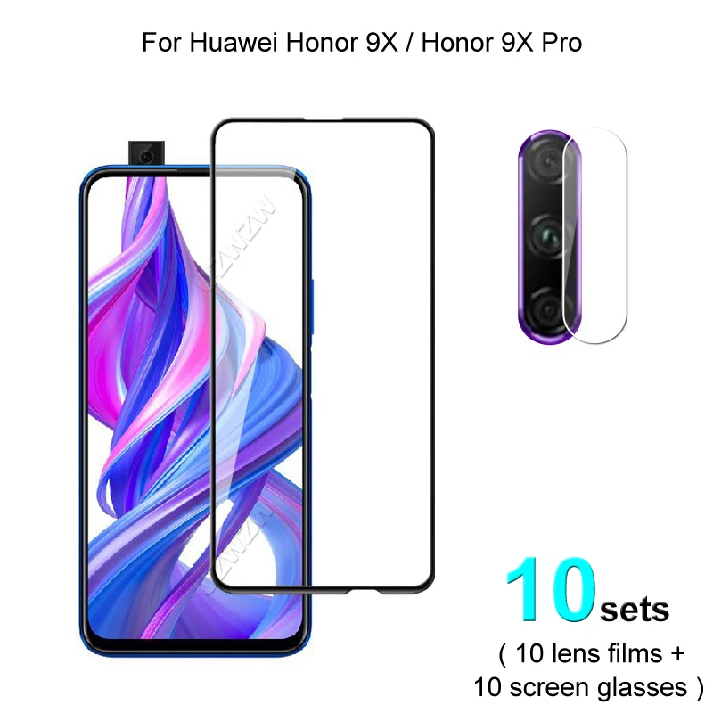 

10 комплектов для Honor 9X Pro / 9X защита для экрана защитное закаленное стекло Взрывозащищенная и пленка для объектива камеры