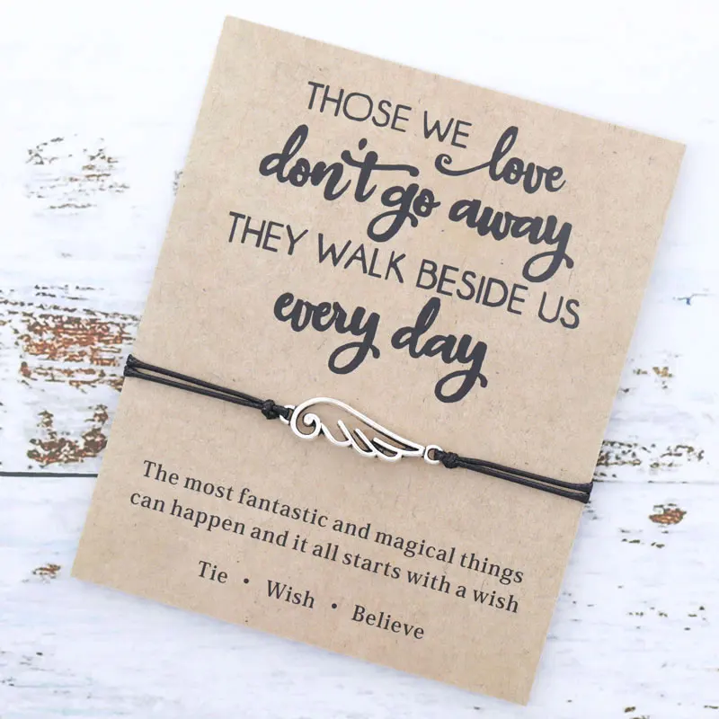 Женский и мужской браслет желаний с крыльями ангела регулируемый подвеской в