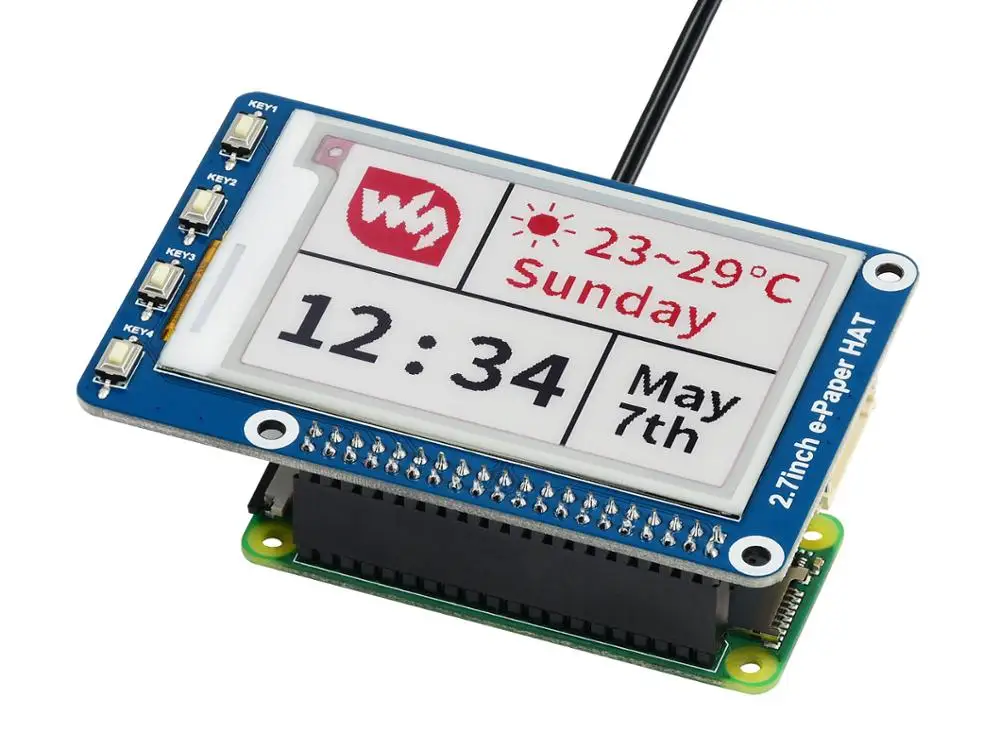 Дисплей Waveshare 264x176 2 7 ɾ-paper/E-Ink для Raspberry Pi 2B/3B/Zero W трехцветный: красный черный
