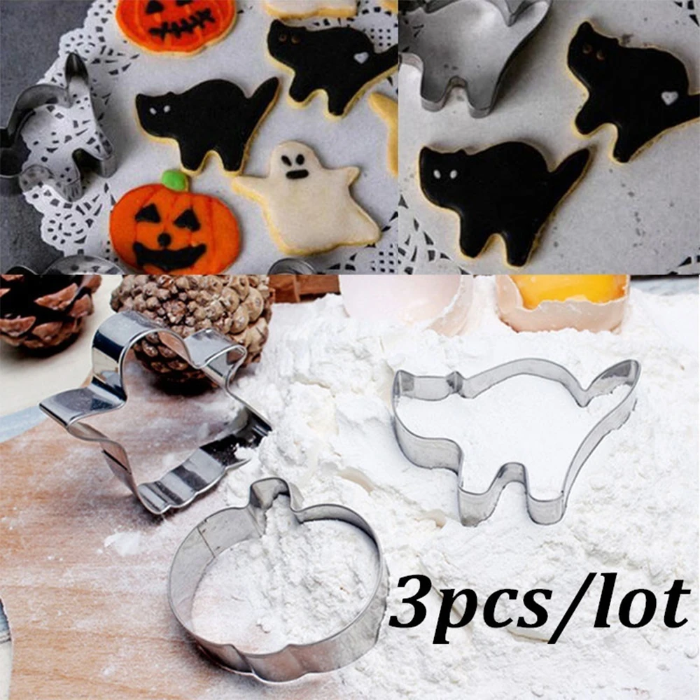 3 ШТ формочки для печенья из нержавеющей стали серия Хэллоуин Тыква кошки формы