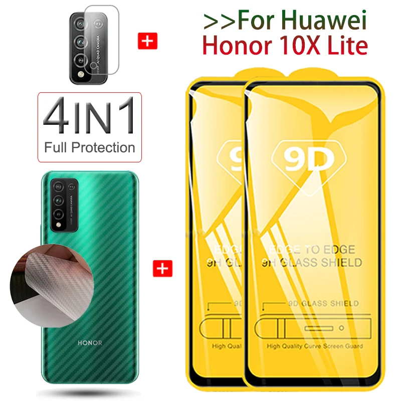 

Front Glass + Back Film for Honor 10X Lite, 9D стекло Screen Protector + Camera Film on 9X Lite Huawei Honor 10X Lite Glass