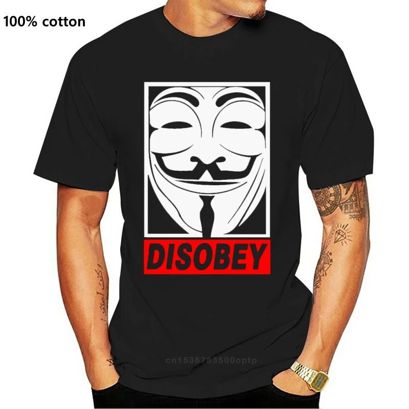 

Новая мужская футболка V для Vandetta DISOBEY, крутая футболка с принтом, футболки, Топ