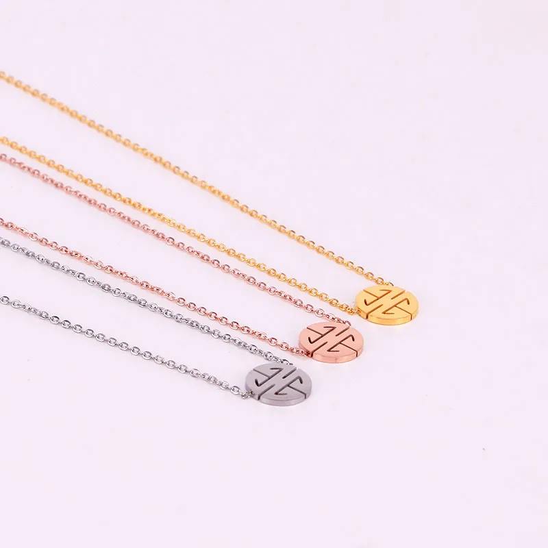 Ожерелье из нержавеющей стали с цепочкой до ключицы колье двойным счастьем в