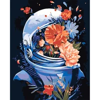 fsbcgt diy painting by numbers colorful flower and astronaut pictures by numbers adults drawing on canvas home wall art decor