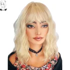Причудливые W 12 дюймов блондинка короткие волнистые волосы парики синтетический парик для Для женщин с челкой бахрома натуральный Жаростойкие накладные волосы