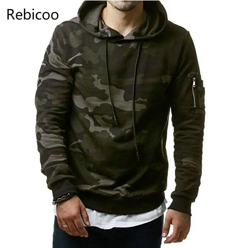 Новые осенние мужские толстовки с капюшоном толстовка модный Камуфляжный
