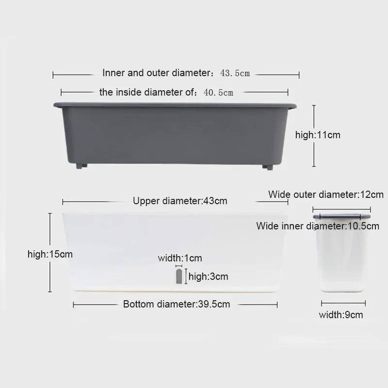 

Self-Watering Planter Pots Long Strip Double Layer Flower Pot for Indoor Home Garden Modern Decorative DC120