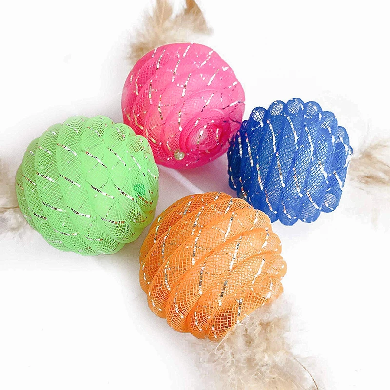 MESNUG 4 шт. перо Дразнилка для кошки мяч колокольчики нетоксичные легкие яркие