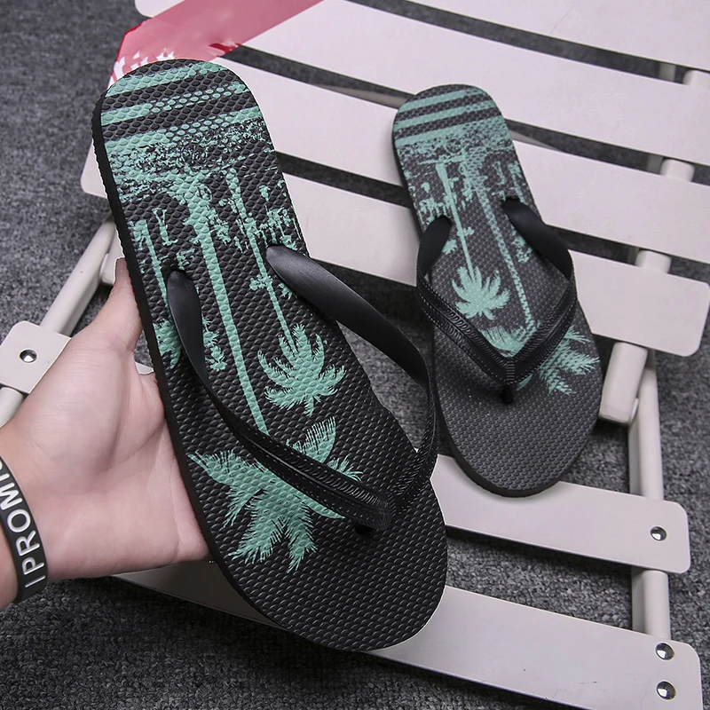 

Pulomies 2020 Summer Graffiti Print Slippers Men Flip Flops Quick Dry Slippers Male Street Beach Slippers Casual Flip-flops