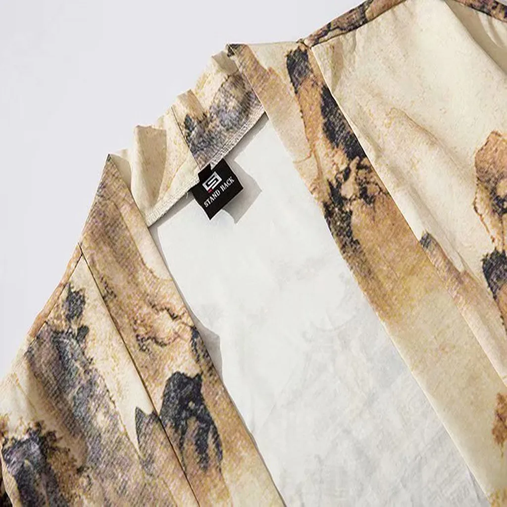 Мужское японское кимоно s And Wo летний кардиган с китайской росписью накидка