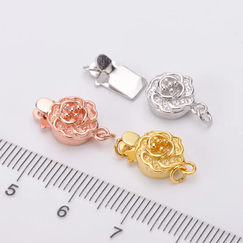 

S925 Sterling Silver Pearl Necklace Bracelet Clasp Connection Buckle DIY Fine Jewelry Accessories Free Shipping