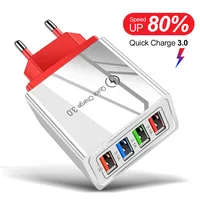 Сетевое зарядное устройство с 4 USB-разъемами, быстрая зарядка 3,0 для телефонов, адаптер для iPhone XR, Huawei, планшетов, настенное зарядное устройст...