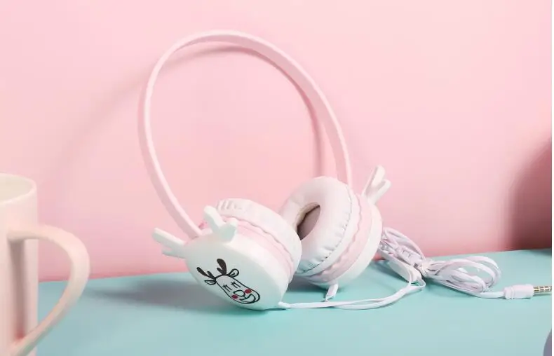 Новые наушники с рисунком оленя сабвуфер гарнитура проводные детские микрофоном