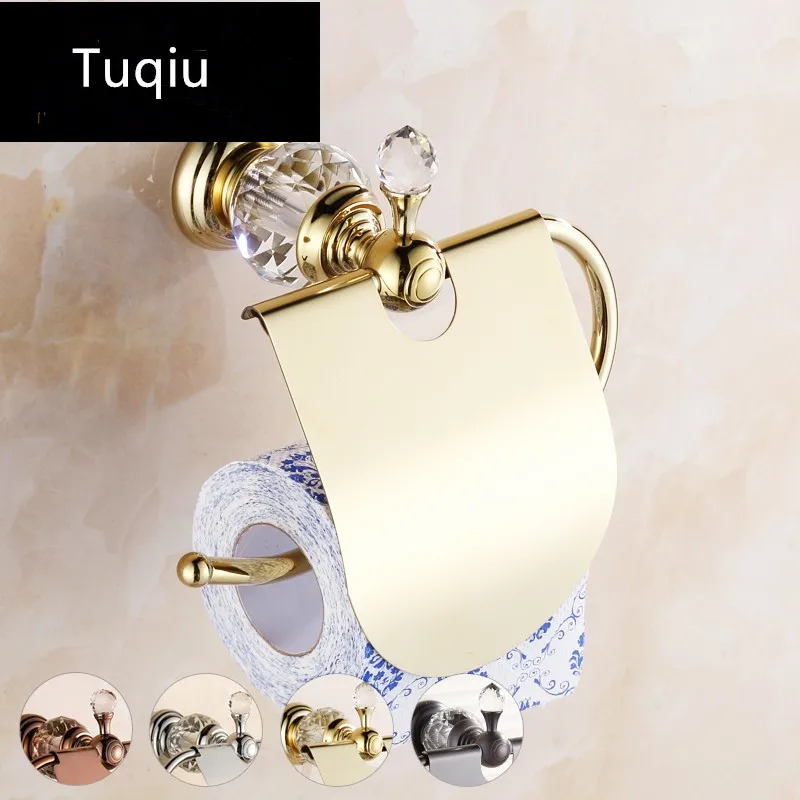 

Paper Holders Crystal Solid Brass Gold/Chrome Paper Roll Holder Toilet Paper Holder Tissue Holder Restroom Bathroom Accessories