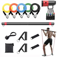 resistance band set with strength training bar yoga pull rope elastic fitness bands exercise gym equipment for home bodybuilding