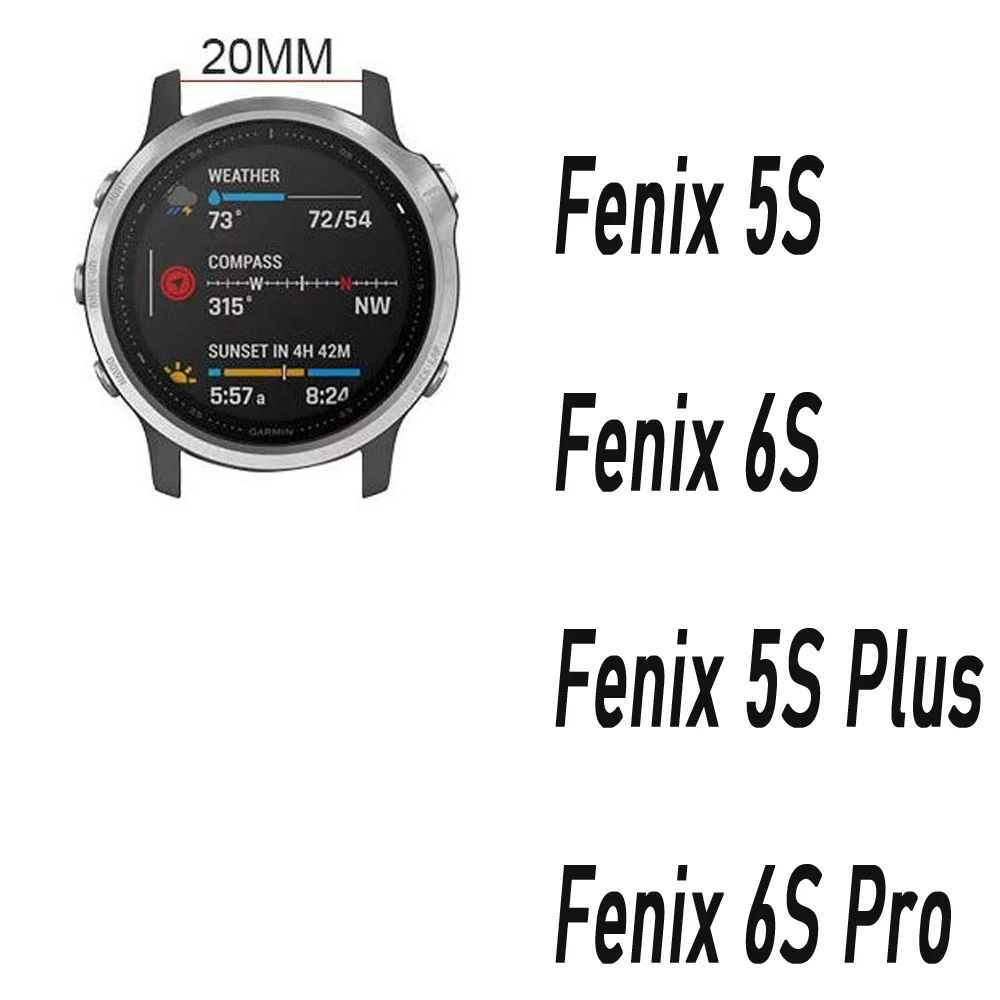 

20mm Smart Watch Band Straps For Garmin Fenix 6S 5S Quick Release Strap Silicone Bracelet For Fenix 5S Plus 6S Pro Accessories