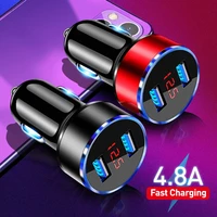 dual usb car charger 18w 4 8a led smart fast phone charge adapter qc3 0 universal plug for iphone 12 xiaomi samsung fast charger