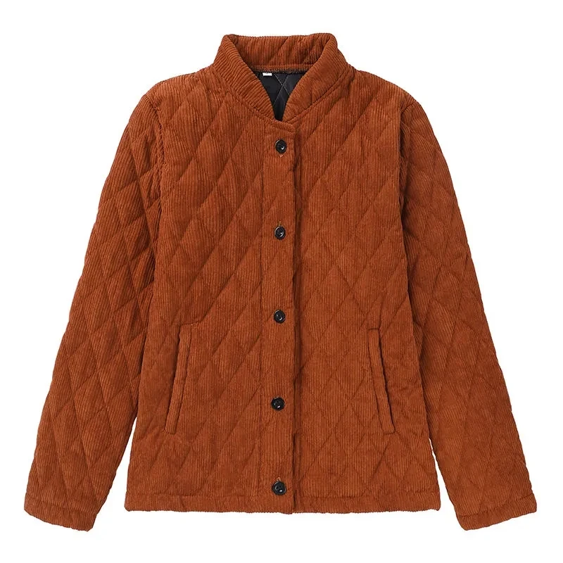 

Winter Jacket Women Coat Corduroy Plus Fall/winter 2021New Loose Corduroy Cotton-padded Casual Stand-collar Short Red green top