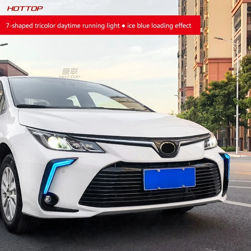 Дневные ходовые огни ABS черного цвета дневсветильник светодиодные для Toyota Corolla 2019
