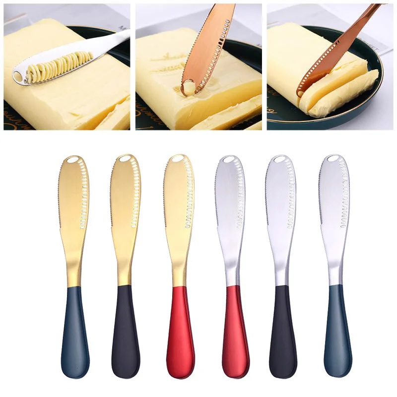 

1Pc Stainless Steel Butter Knife With Hole Cream Knife Western Bread Jam Knife Cheese Spreaders Utensil Knife Tools