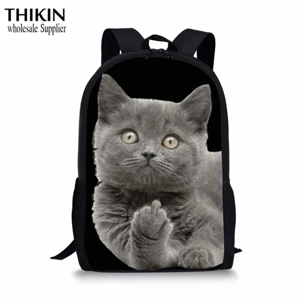 Забавные 3D школьные сумки для мальчиков с принтом кота на среднем пальце