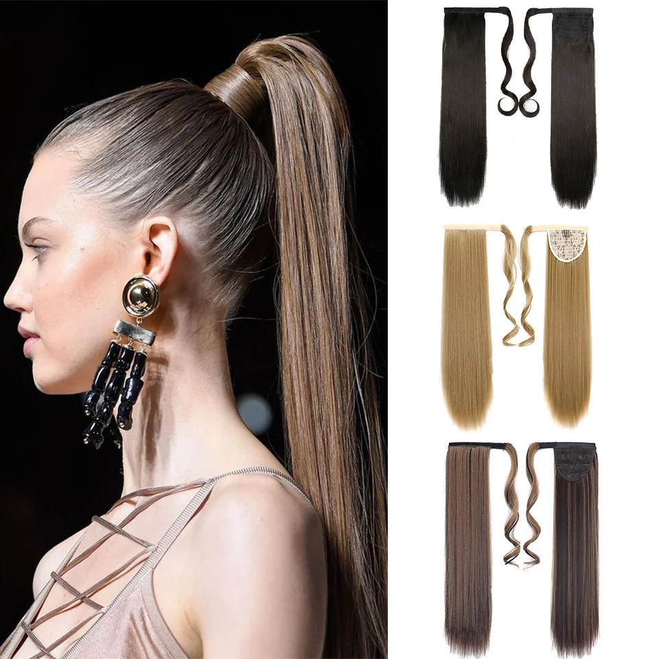 Женские пряди для наращивания волос BUQI прямые шелковые синтетические конский