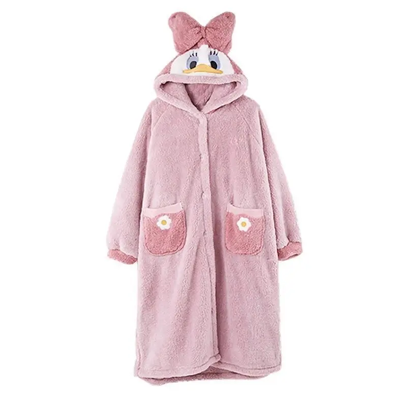 

2020 winter pajamas Daisy Duck Nightgown Long-Sleeved Autumn and Winter Female Couple Male Su Cotton Flannel Padded Leisure Tops