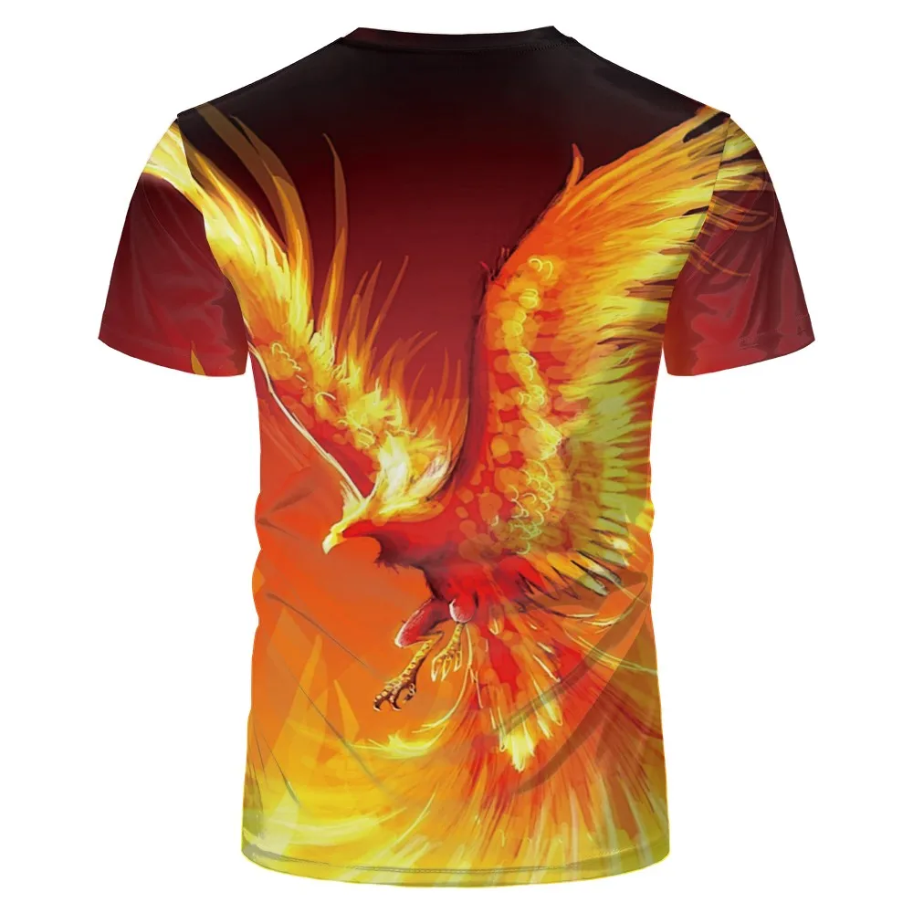 

2020 new hip hop 3D printing flying Gold Phoenix t shirt men's and women's summer fashion short sleeve round neck T-shirt