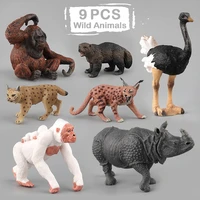 9pcs simulation animal figures model lynx orangutan crocodile ostrich boar models educational kids toy decoration gift toys