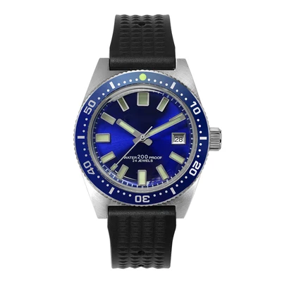 M9 Mineral glass 62MAS Мужские автоматические часы из нержавеющей стали для дайвинга 200 м водостойкий керамический Безель Сан Мартин модные наручные часы NH35 - Цвет: M9 Mineral glass